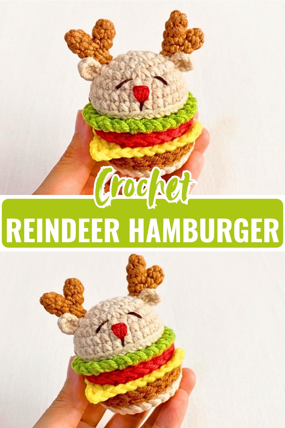 Easy & Festive Crochet Reindeer Hamburger Keychain Pattern