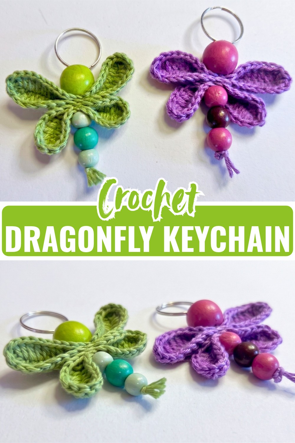 Free Crochet Dragonfly Keychain Pattern with Layered Wings