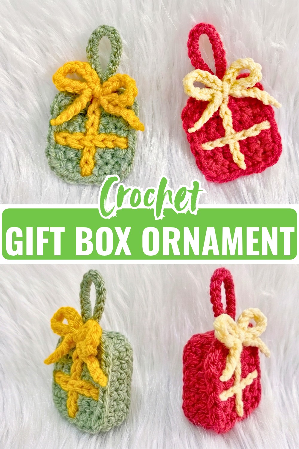 How to Crochet a Mini Christmas Gift Box Ornament