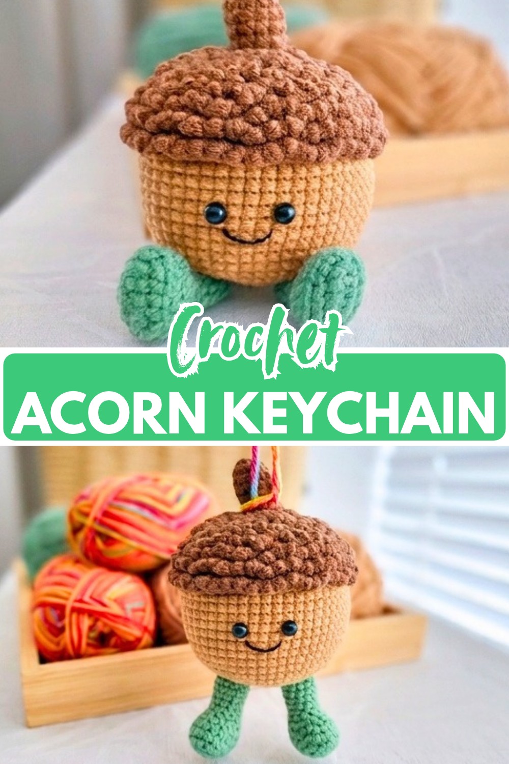 How to Crochet an Acorn Keychain Plush - Free Pattern