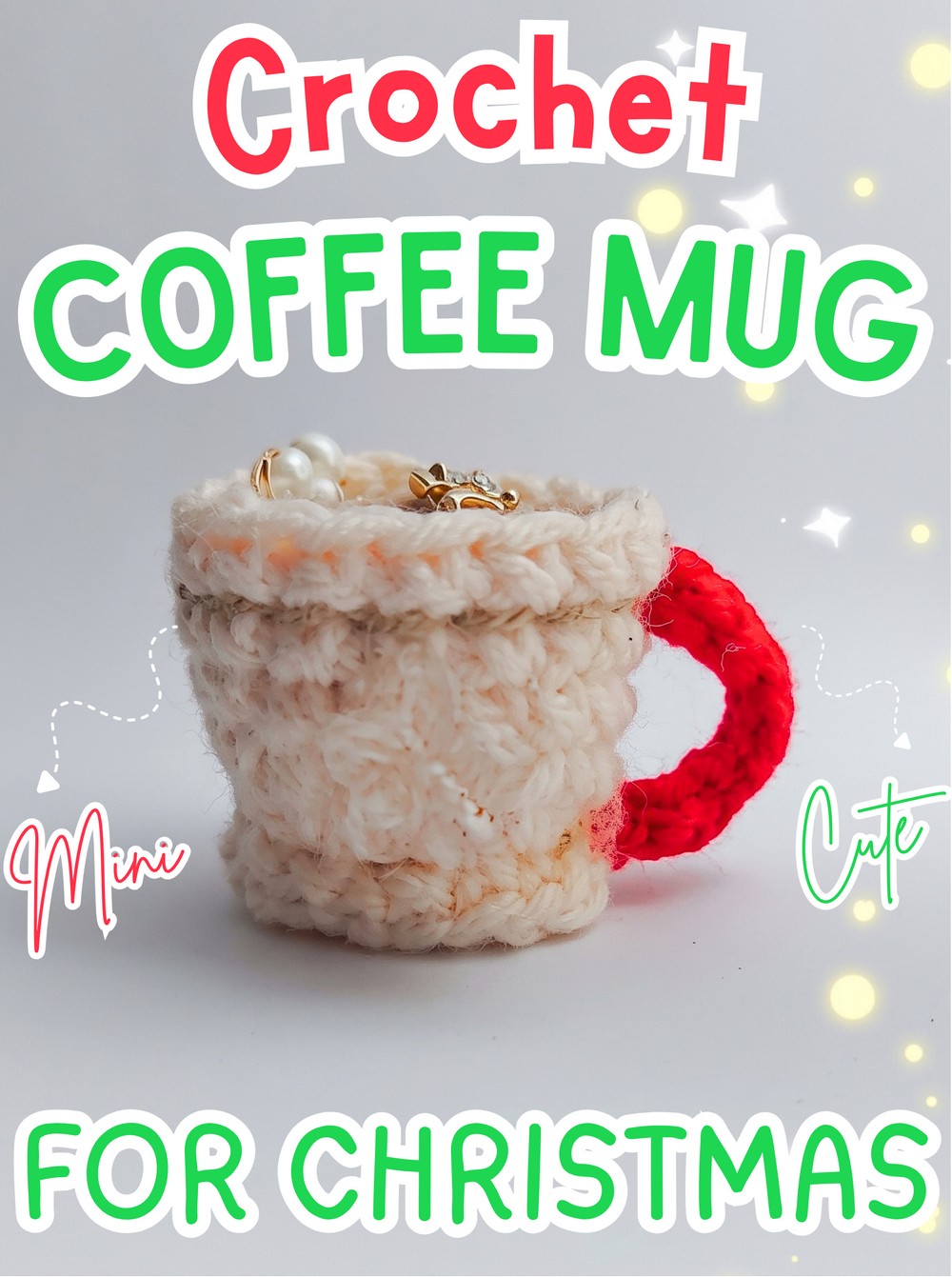 Mini Christmas Coffee Mug Crochet Charm Pattern