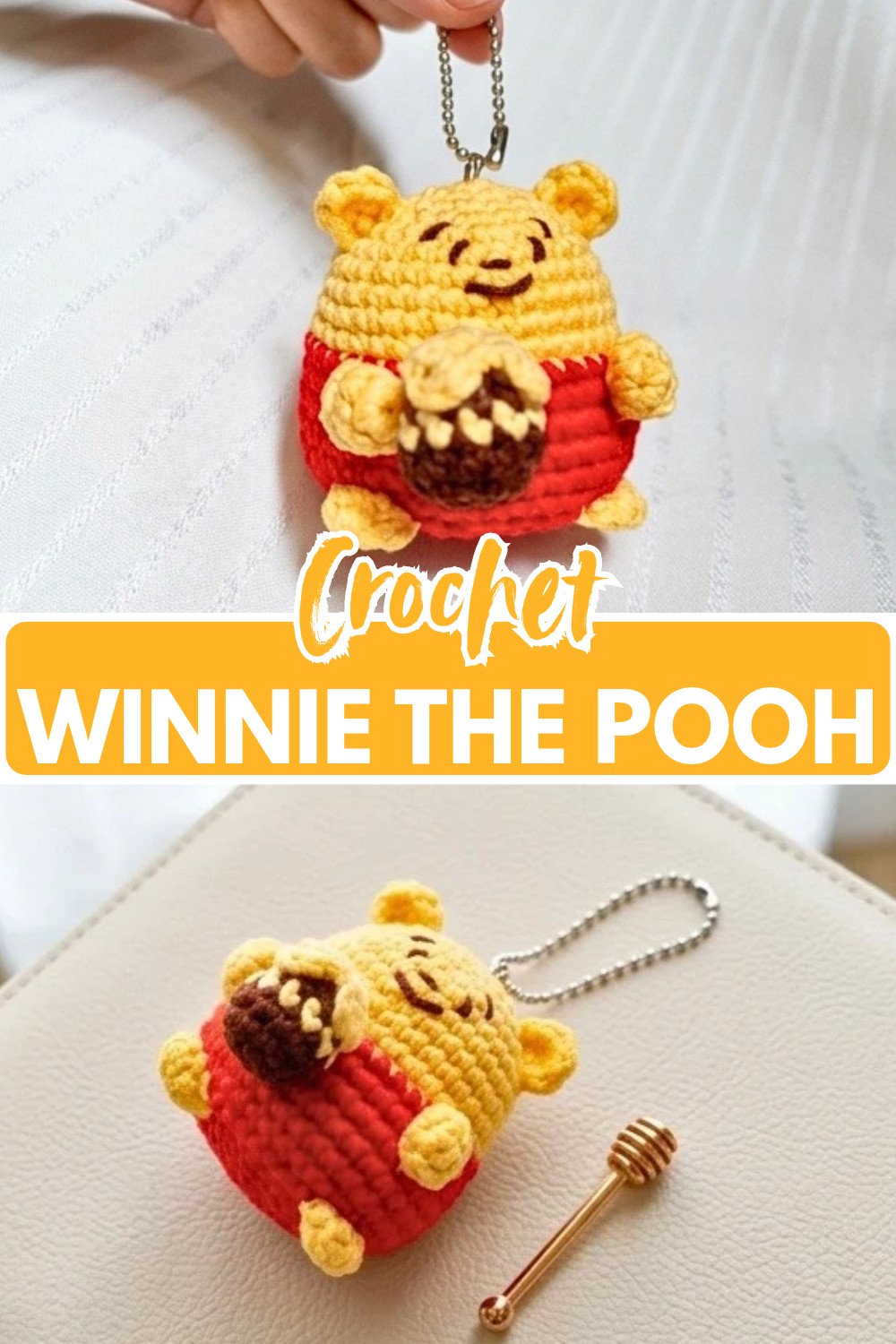 Mini Crochet Winnie the Pooh Amigurumi Keychain Pattern