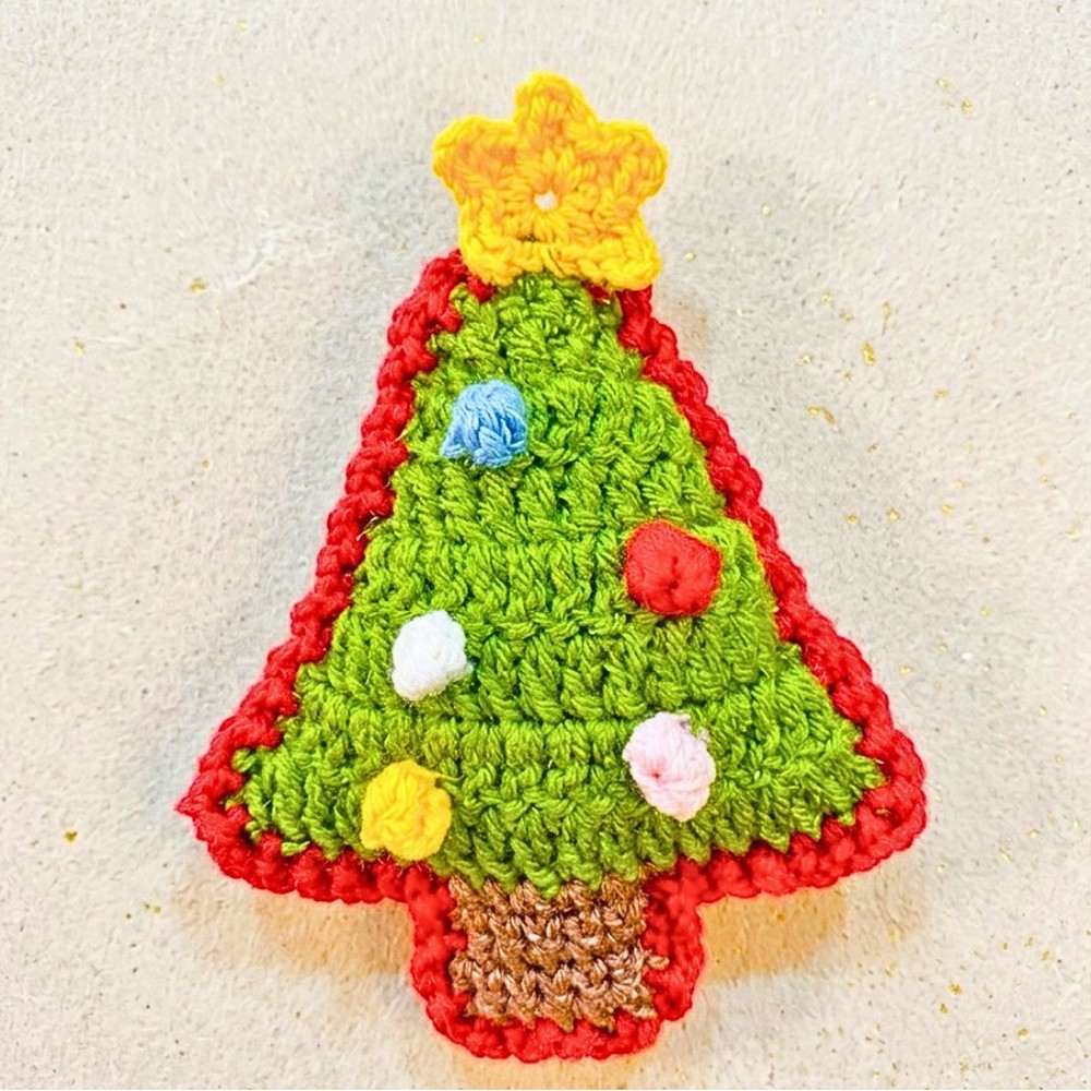Stuffed Crochet Christmas Tree with Star & Ornaments