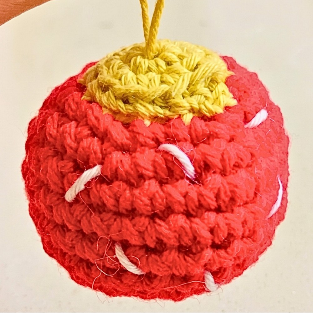 Crochet Christmas Bauble Ornament with Hanging Loop