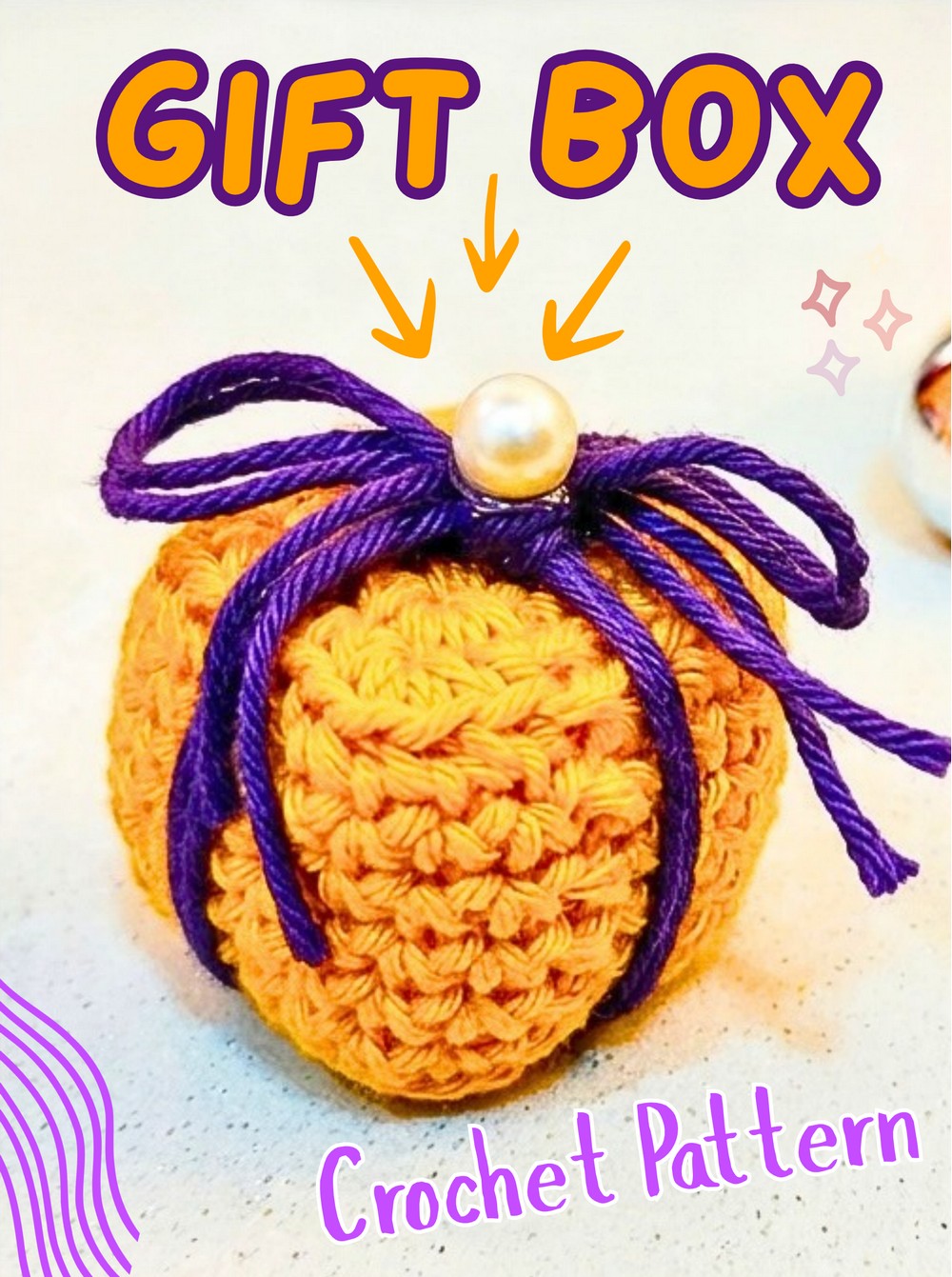 Mini Crochet Gift Box Ornament wih Yarn Ribbon
