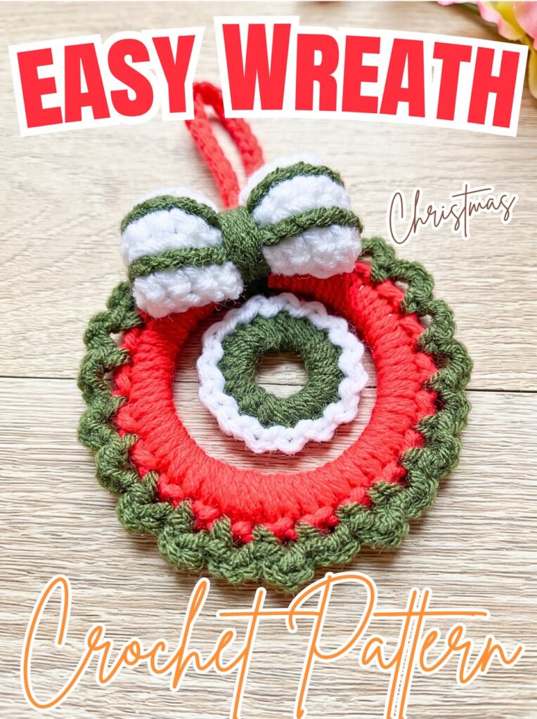 Crochet Christmas Wreath Ornament Pattern with Bow