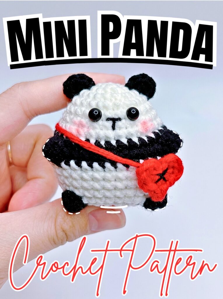 Crochet Mini Panda Amigurumi Pattern with Heart Bag