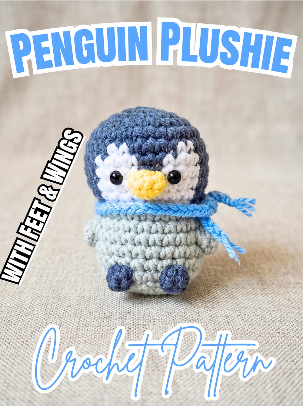 Crochet Penguin Plushie with Integrated Feet and Wings