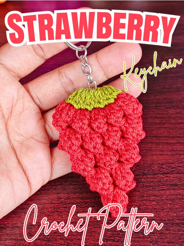 Crochet Strawberry Keychain Pattern with Popcorn Stitches