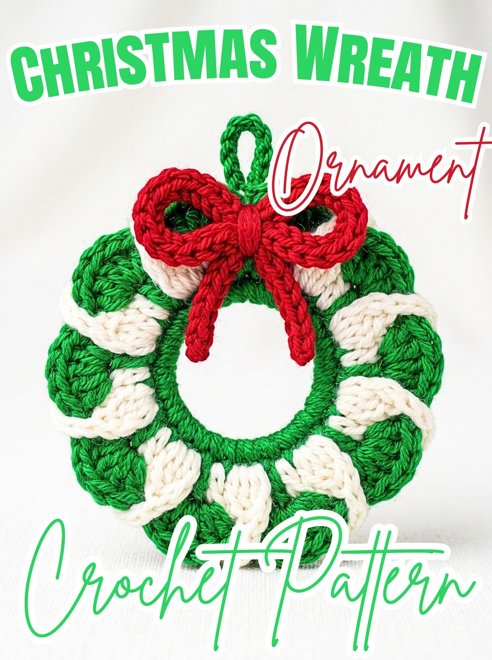 Mini Crochet Christmas Wreath Ornament - Easy Two-Color Pattern