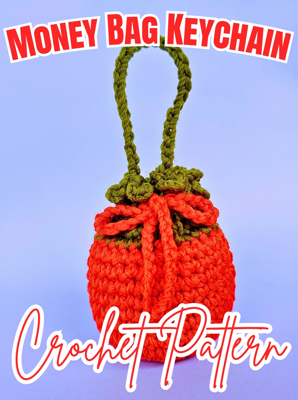 Mini Drawstring Crochet Money Bag Keychain with Ruffle Trim